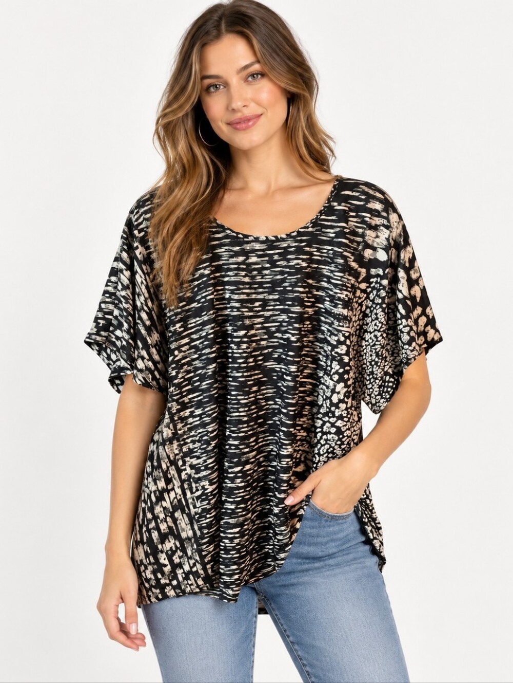 Band of Gypsies Women’s Abstract Print Short Sleeve Blouse Size XS/S